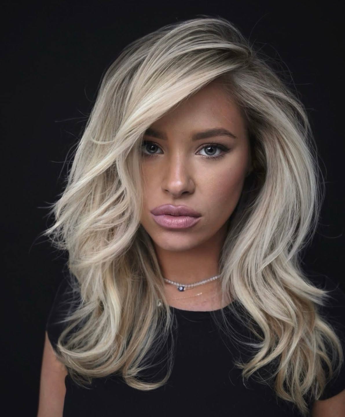 Bright blonde, long layers